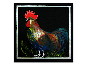 Umjetničke slike u galeriji MAG - Umjetnička slika Pijetao Akril na napetom platnu 20x20 cm