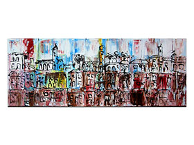 Moderne slike u galeriji MAG - apstraktna slika Šarm mediterana II akril na napetom platnu 130x50 cm