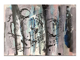 Moderne slike u galeriji MAG - apstraktna slika Navještaj II akril na hameru 100x70 cm