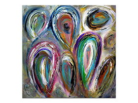 Moderne slike u galeriji MAG - apstraktna slika Šaroliko društvo III Akril na napetom platnu 100x100 cm