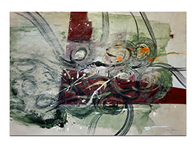 Moderne slike u galeriji MAG - apstraktna slika Znaci prošlih vremena akril na hameru 100x70 cm