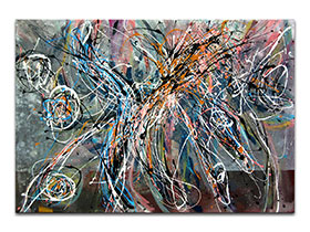 Moderne slike u galeriji MAG - apstraktna slika Astralna projekcija akril na napetom platnu 100x70 cm