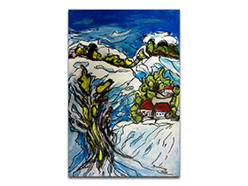 Umjetničke slike u galeriji MAG - Umjetnička slika Snježni obronci Akril na napetom platnu 30x20 cm