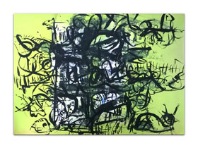 Uređenje uredskog prostora slikama iz ponude galerije MAG - apstraktna slika Limoncello Akril na hameru 100x70 cm