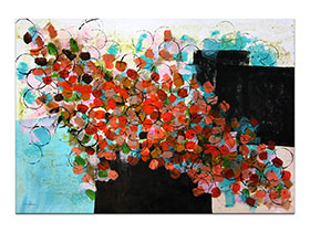 Moderne slike u galeriji MAG - apstraktna slika Procvali krugovi akril na hameru 100x70 cm