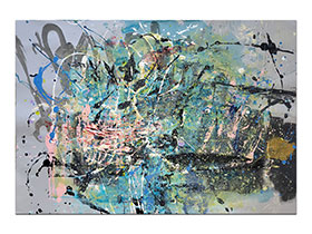 Moderne slike u galeriji MAG - apstraktna slika Nenadan razlog akril na hameru 100x70 cm