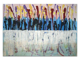 Dnevni boravak dizajn slikama iz galerije MAG - apstraktna slika U mom vrtu akril na hameru 100x70 cm