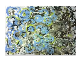 Moderna galerija Zagreb MAG - originalna apstraktna slika Tiha sjećanja akril na hameru 100x70 cm