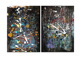 Moderne slike u galeriji MAG - apstraktna slika Tamo negdje daleko II akril na hameru diptih 2x 41x29 cm