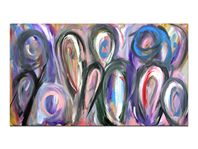 Moderne slike u galeriji MAG - apstraktna slika Šaroliko društvo Akril na napetom platnu 140x80 cm