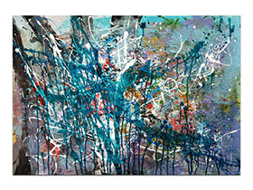 Moderne slike u galeriji MAG - apstraktna slika Tirkizni slapovi akril na hameru 100x70 cm