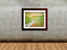 Galerija slika u Osijeku online galerija MAG - Eno sela podno brežuljka - slika na platnu 50x40 cm