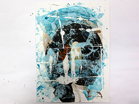 Dizajn apartmana slikama iz ponude galerije MAG - apstraktna slika Kristalizacija II akril na hameru 40x29 cm