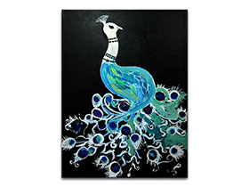 Moderne slike u galeriji MAG - umjetnička slika Tirkizni paun Akril na napetom platnu 40x30 cm