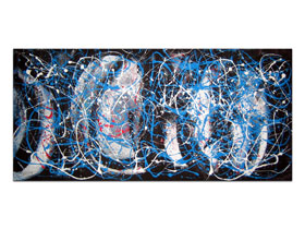 Umjetnine slike u ponudi galerije MAG - Plava trava zaborava - moderna apstraktna slika na platnu 150x70 cm