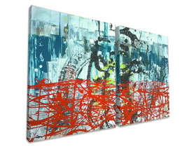 Galerija slika Zagreb MAG galerija - dvije apstraktne slike diptih - Preskočene barijere akril na platnu 2x50x40 cm