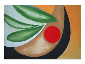 Dizajniranje interijera slikama iz galerije MAG - apstraktna slika Floralis akril na hameru 100x70 cm