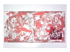 Dizajn apartmana slikama iz ponude galerije MAG - apstraktna slika Knjiga Magente akril na hameru 100x70 cm