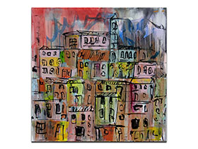 Moderne slike u galeriji MAG - apstraktna slika Mistično mjestašce akril na napetom platnu 60x60 cm