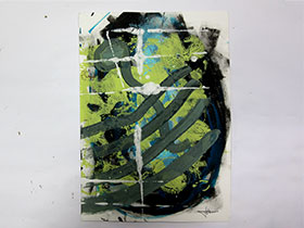 Dizajn apartmana slikama iz ponude galerije MAG - apstraktna slika Kristalizacija III akril na hameru 42x30 cm