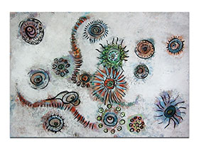 Prodaja umjetničkih slika u online galeriji MAG - apstraktna slika Cvijetni ornamenti akril na hameru 100x70 cm