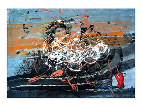 Moderne slike u galeriji MAG - apstraktna slika Plovimo maštom akril na hameru 100x70 cm