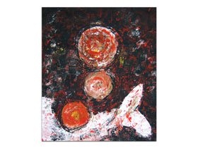 Galerija moderne umjetnosti MAG - apstraktna slika Kit i sunce akril na platnu 90x70 cm