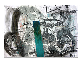 Moderne slike u galeriji MAG - apstraktna slika Trenutna budućnost akril na hameru 100x70 cm