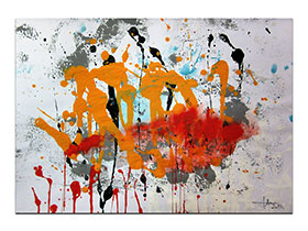 Moderne slike u galeriji MAG - apstraktna slika Došli su na oblaku akril na hameru 42x29 cm