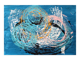 Moderne slike u galeriji MAG - apstraktna slika U vrtlozima snova II akril na hameru 100x70 cm