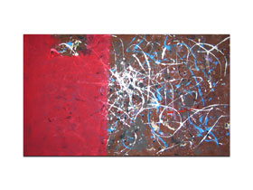 Hrvatski apstraktni slikari u galeriji MAG - Crvena plima - apstraktna slika na platnu 100x60 cm