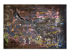 Opremanje poslovnih prostora slikama galerije MAG - apstraktna slika Pušteno korjenje akril na hameru 100x70 cm