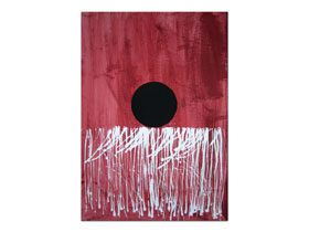 Slikar apstrakcije u galeriji MAG - originalna apstraktna slika Pomrčina Luna akril na hameru 100x70 cm