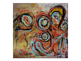 Moderne slike velikog formata u ponudi galerije MAG - apstraktna slika Familia akril na platnu 100x100 cm