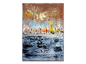 Opremanje poslovnih prostora slikama galerije MAG - apstraktna slika Svjetla s obale akril na napetom platnu 70x50 cm
