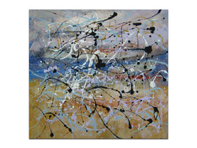 Moderna galerija u Zagrebu MAG - apstraktna slika Galop akril na platnu 85x75 cm