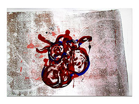 Dizajn apartmana slikama iz ponude galerije MAG - apstraktna slika Pronađeno srce akril na hameru 100x70 cm