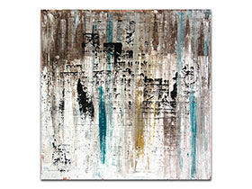 Dizajniranje interijera slikama iz ponude galerije MAG - apstraktna slika Obrisi grada IV akril na platnu 65x65 cm