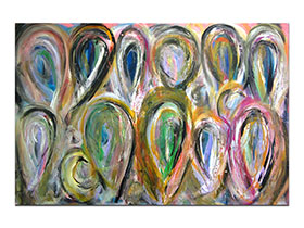 Moderne slike u galeriji MAG - apstraktna slika Šaroliko društvo II Akril na napetom platnu 150x100 cm