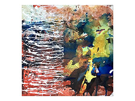 Moderne slike u galeriji MAG - apstraktna slika Dva svijeta Akril na platnu 70x70 cm