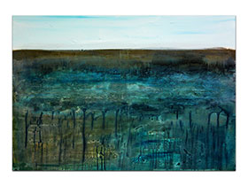 Moderne slike u galeriji MAG - apstraktna slika Tajnovito more akril na napetom platnu 100x70 cm