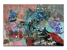 Moderne slike u galeriji MAG - apstraktna slika Sraz različitosti akril na hameru 100x70 cm