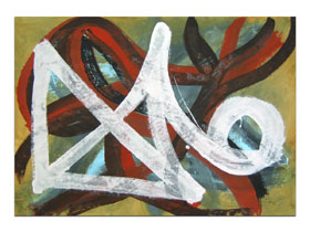 Uređenje stana slikama iz galerije MAG - apstraktna slika Putanja ponosa Akril na hameru 100x70 cm