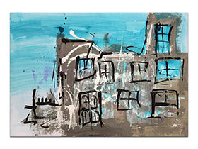 Moderne slike u galeriji MAG - apstraktna slika Ostaju sjećanja akril na hameru 100x70 cm