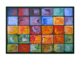 Slike prodaja MAG galerija - Apstraktna slika na platnu - Obrisi grada - 80x50 cm