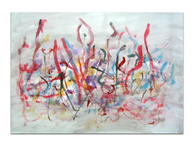 Unutarnje uređenje slikama iz galerije MAG - apstraktna slika Obrisi nježnosti Akril na hameru 100x70 cm