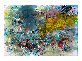 Moderne slike u galeriji MAG - apstraktna slika U očekivanju ljeta akril na hameru 100x70 cm