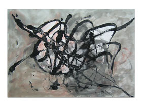 Uređenje apartmana slikama iz galerije MAG - apstraktna slika Novi pohod Akril na hameru 100x70 cm