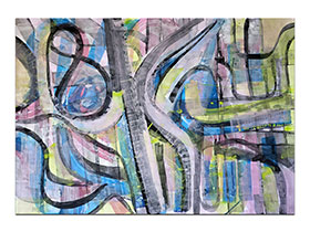 Moderne slike u galeriji MAG - apstraktna slika Stranputice akril na hameru 100x70 cm