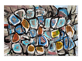 Moderne slike u galeriji MAG - apstraktna slika Obiteljska akril na hameru 100x70 cm